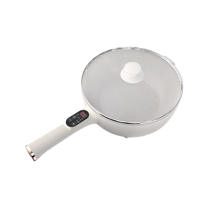 How does the temperature control feature work in electric frying pans?